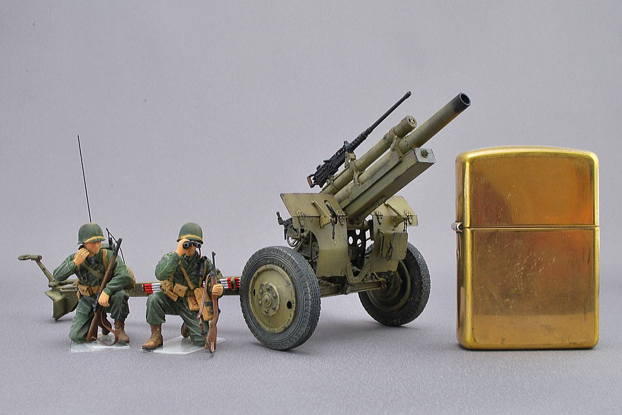 105mm榴弾砲 アメリカ軍 AFVクラブ 1/35 完成写真 前線指揮官と無線手