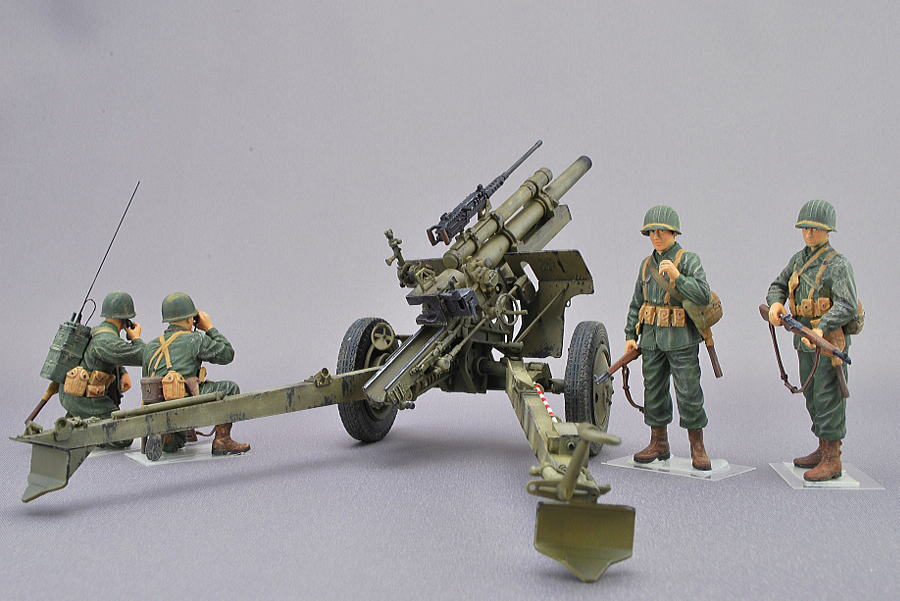 105mm榴弾砲 アメリカ軍 AFVクラブ 1/35 完成写真 歩兵