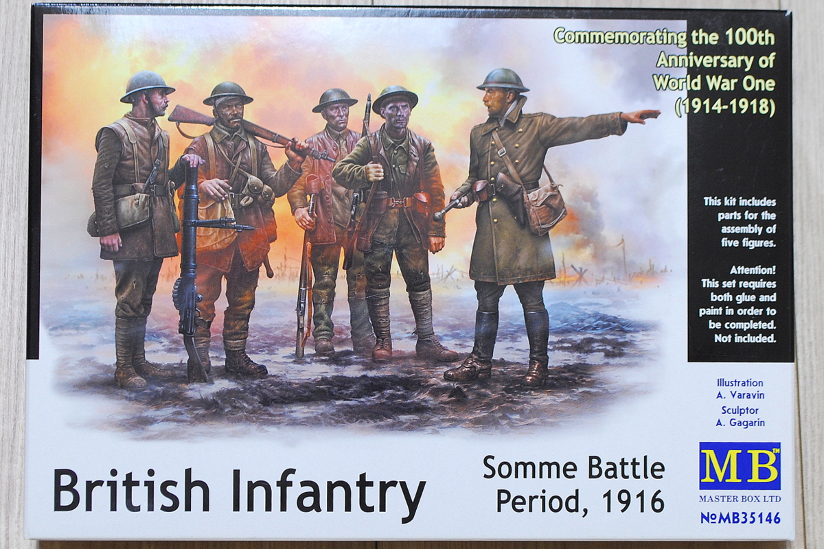 イギリス軍歩兵部隊5体 ソンム戦 1916年 WW-I マスターボックス 1/35 箱絵 ボックスアート
