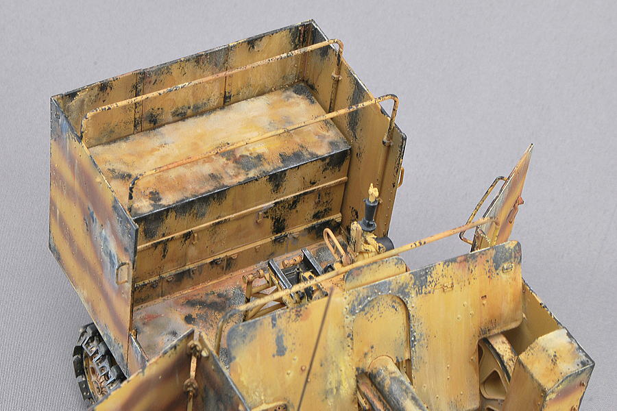ディアナ 対戦車砲 5tハーフトラック ブロンコ 1/35 完成写真 こすれそうな部分はシルバーを塗装