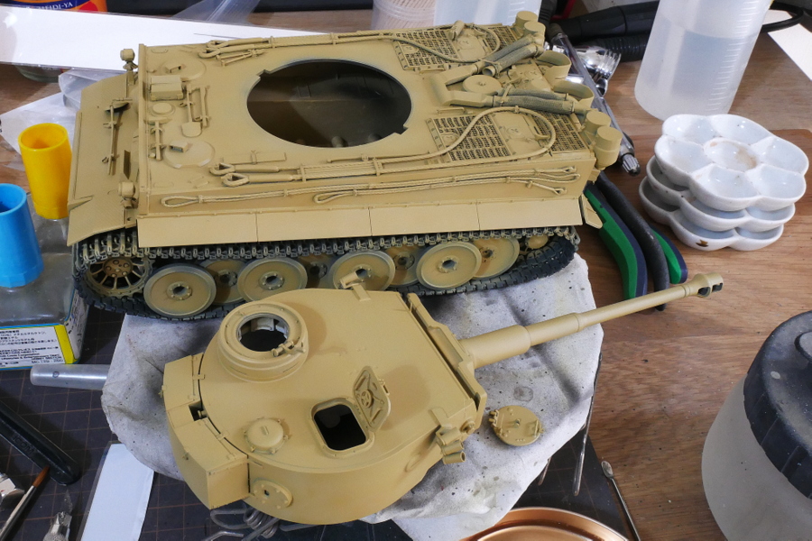 ドイツ重戦車 タイガーI 極初期型 アフリカ仕様 タミヤ 1/35 塗装