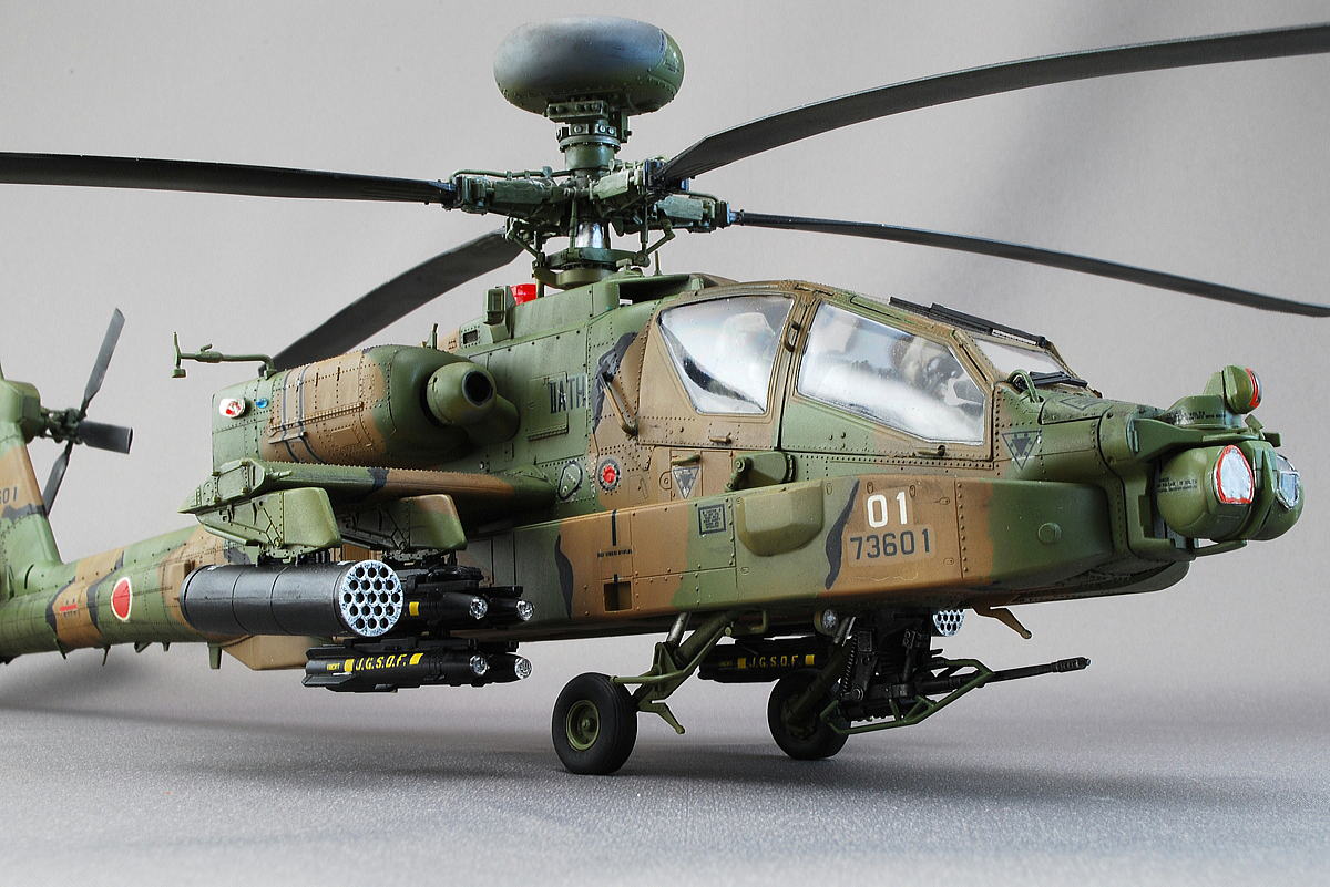 アパッチ AH-64D 陸上自衛隊攻撃ヘリコプター ハセガワ 1/48 組立と塗装・製作記・完成写真