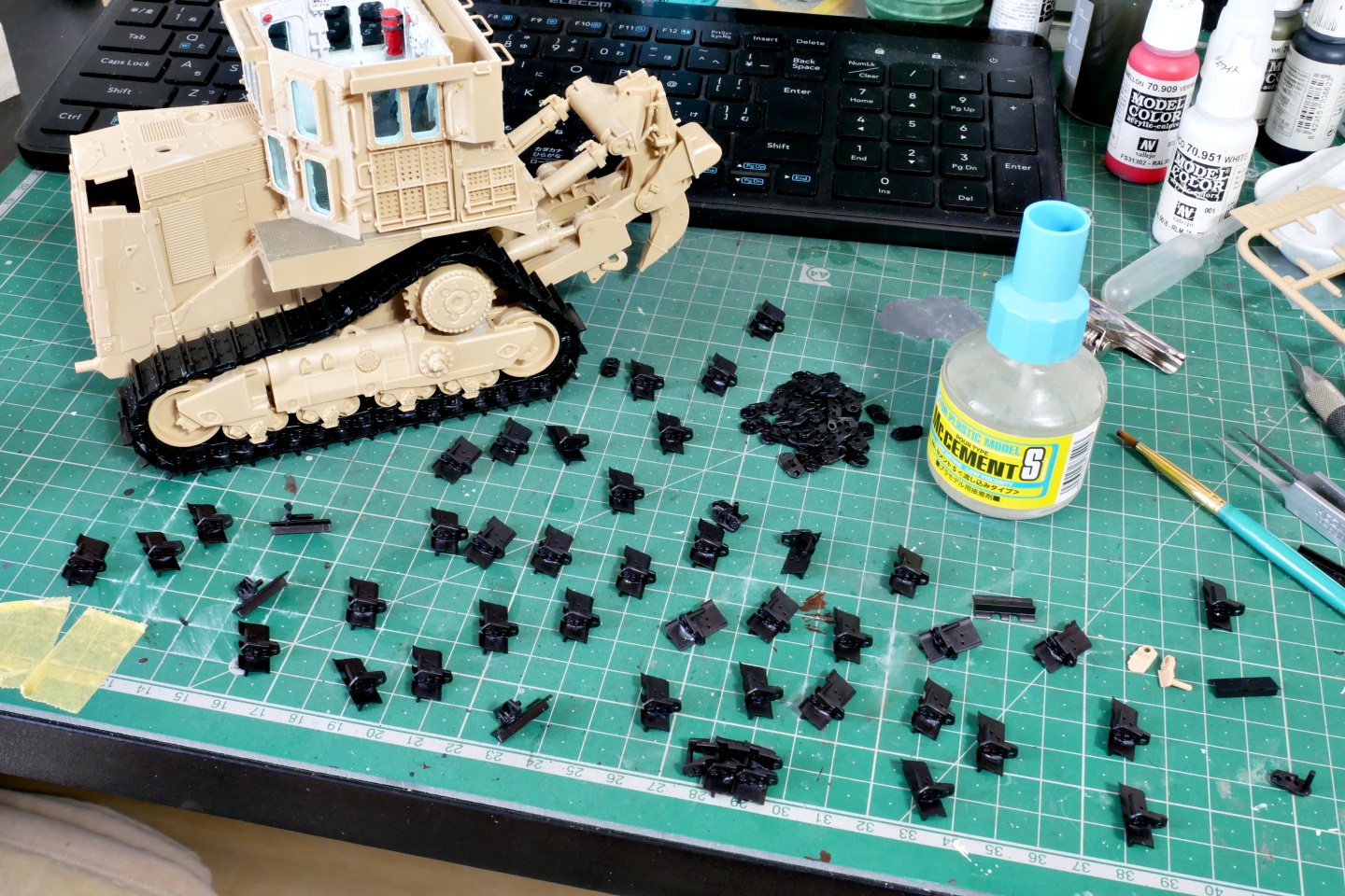 D9R, 装甲ブルドーザー, メンモデル, 1/35, プラモデル製作手順, 組立と塗装, 製作記, 完成写真